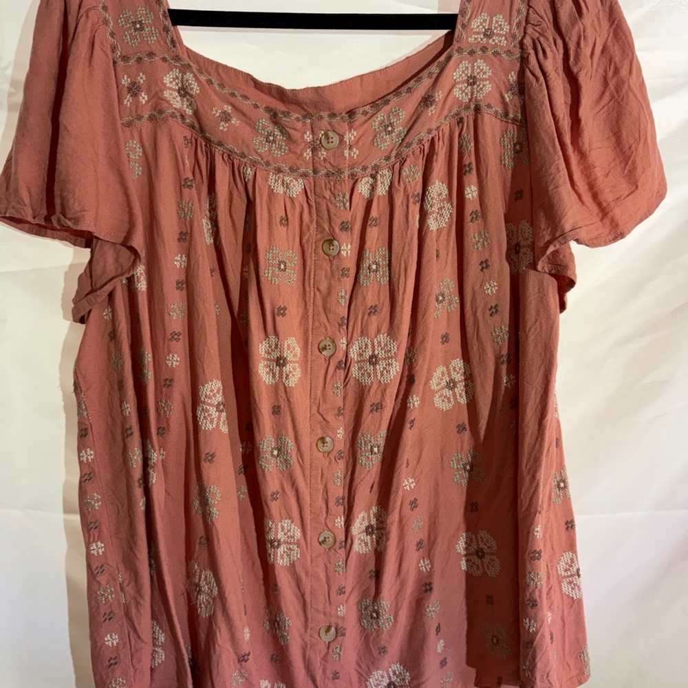 Torrid Embroidered Button-Down Blouse - image 1